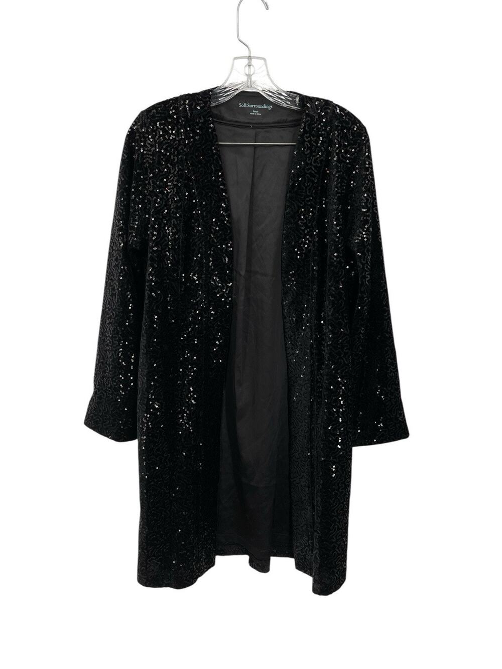 Soft Surroundings Valetta Sequin Topper Jacket Black Velvet Size Small